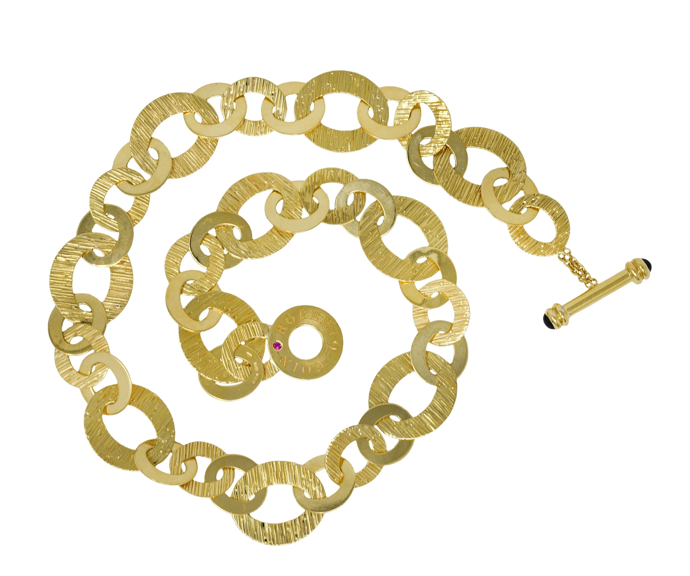 Roberto Coin Sapphire Cabochon 18 Karat Gold Italian Link Necklace