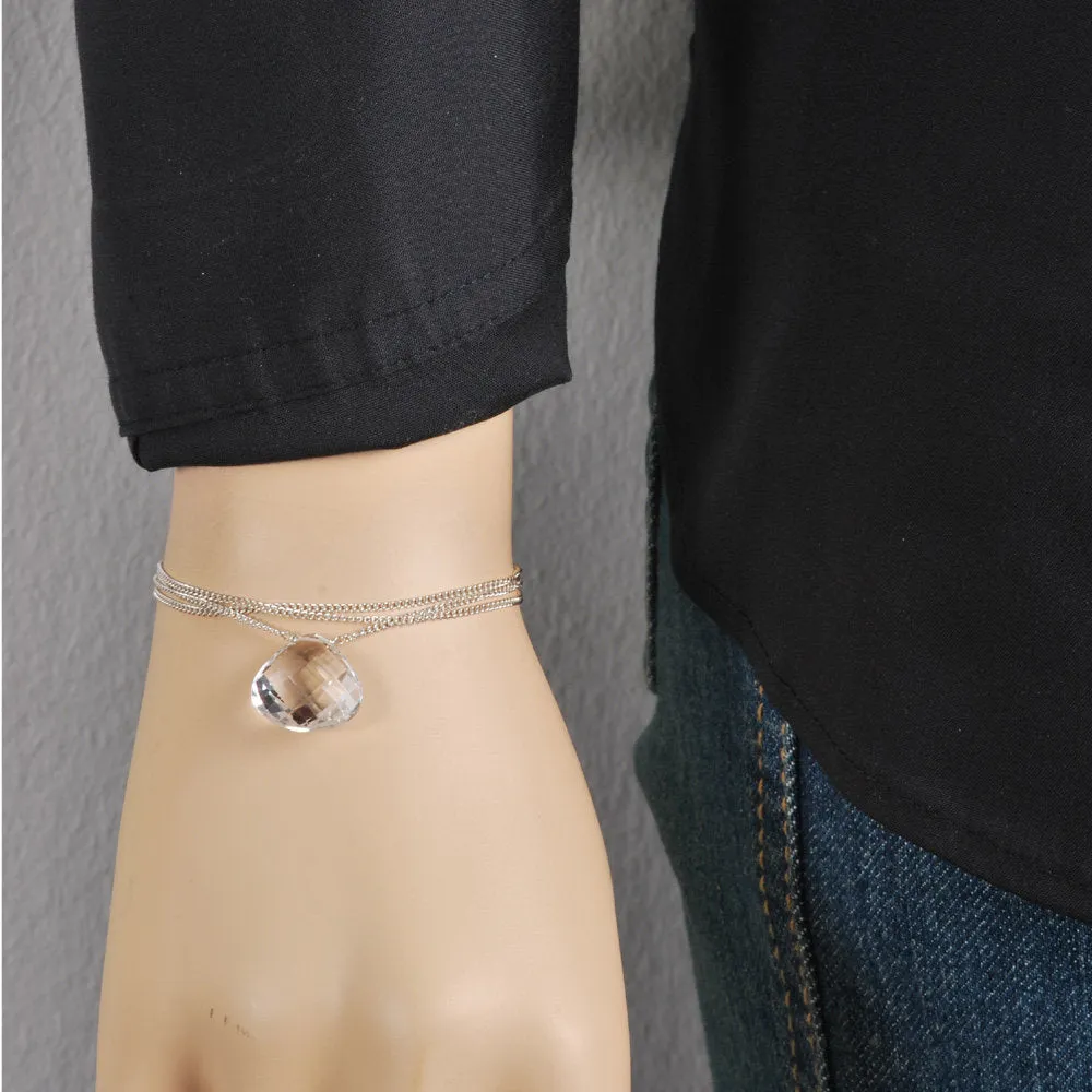 Rock Crystal Quartz Triple Strand Bracelet