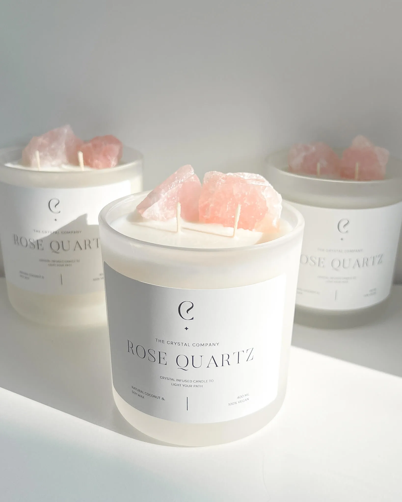 Rose Quartz Crystal Candle