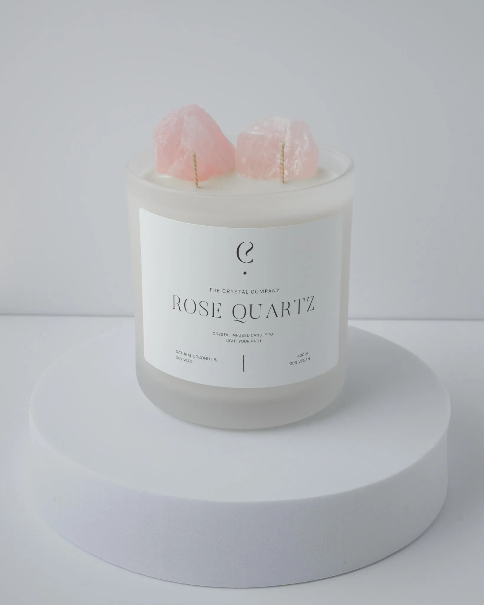 Rose Quartz Crystal Candle