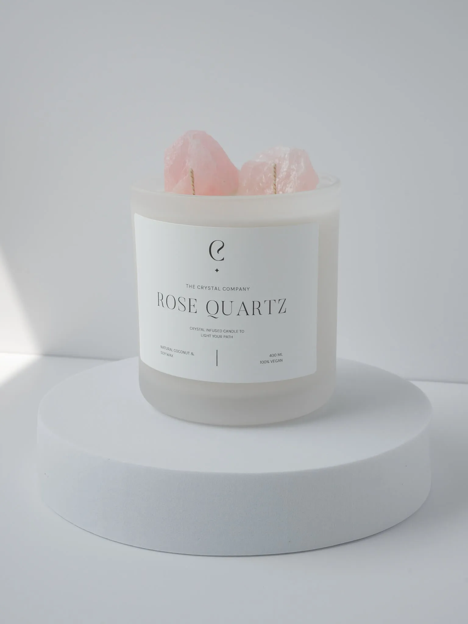 Rose Quartz Crystal Candle