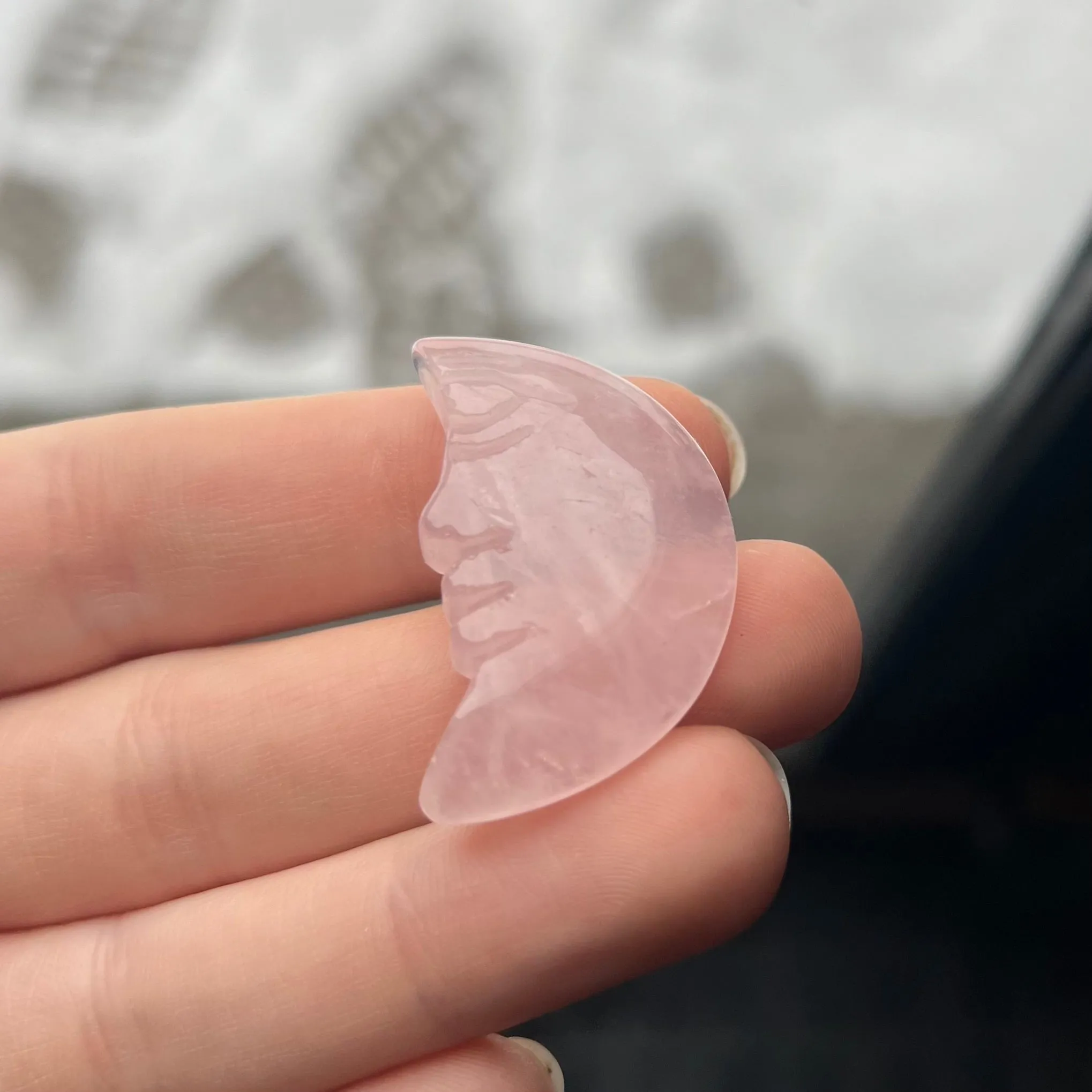 Rose Quartz Moon Face