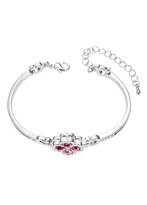 Rose Red Austrian Crystal Four-Leaf Clover Bracelet