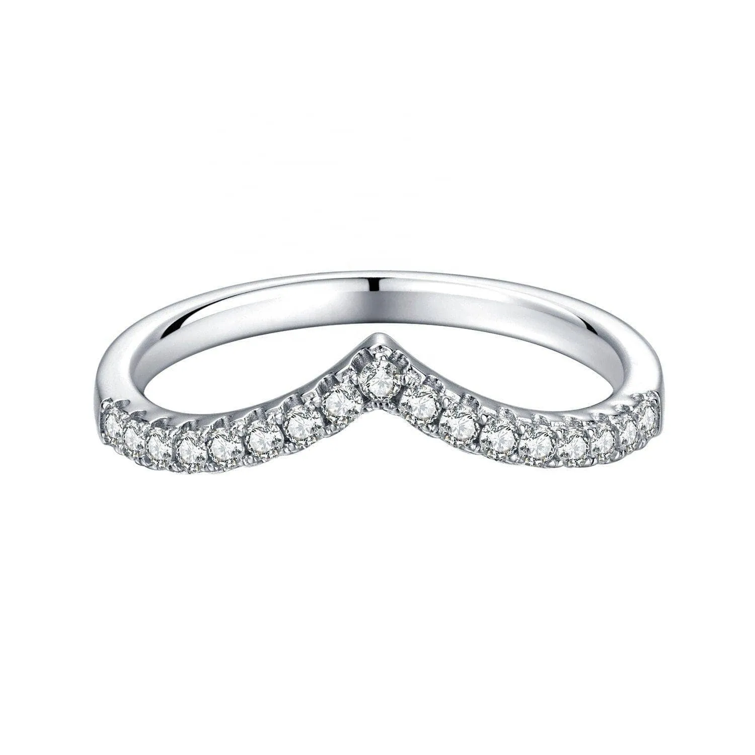 Round Diamond V Ring Band