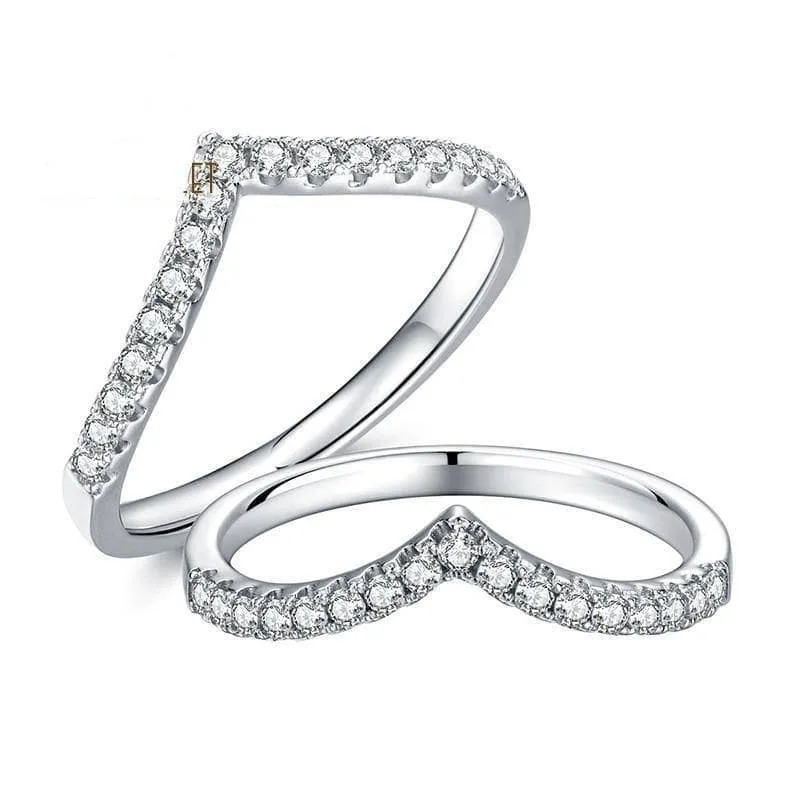Round Diamond V Ring Band
