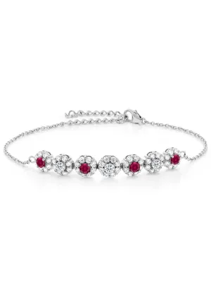 Ruby 925 Sterling Silver Tennis Bracelet Jewelry
