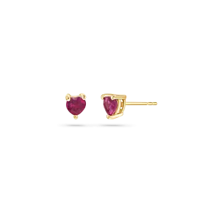 Ruby Heart Stud Earrings