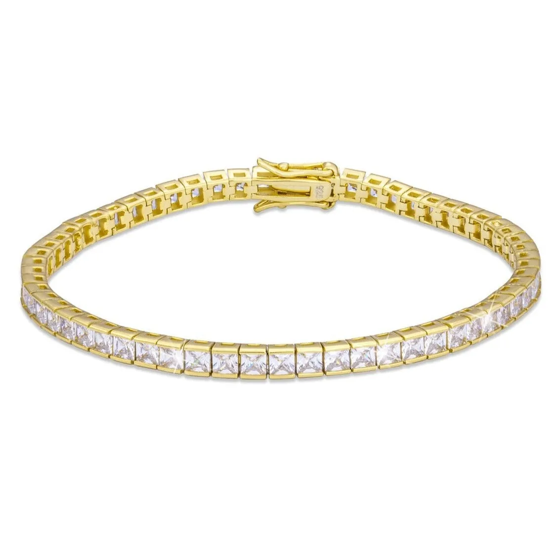 S925 Silver CZ Princess Cut Diamond Tennis Bracelet - 3mm