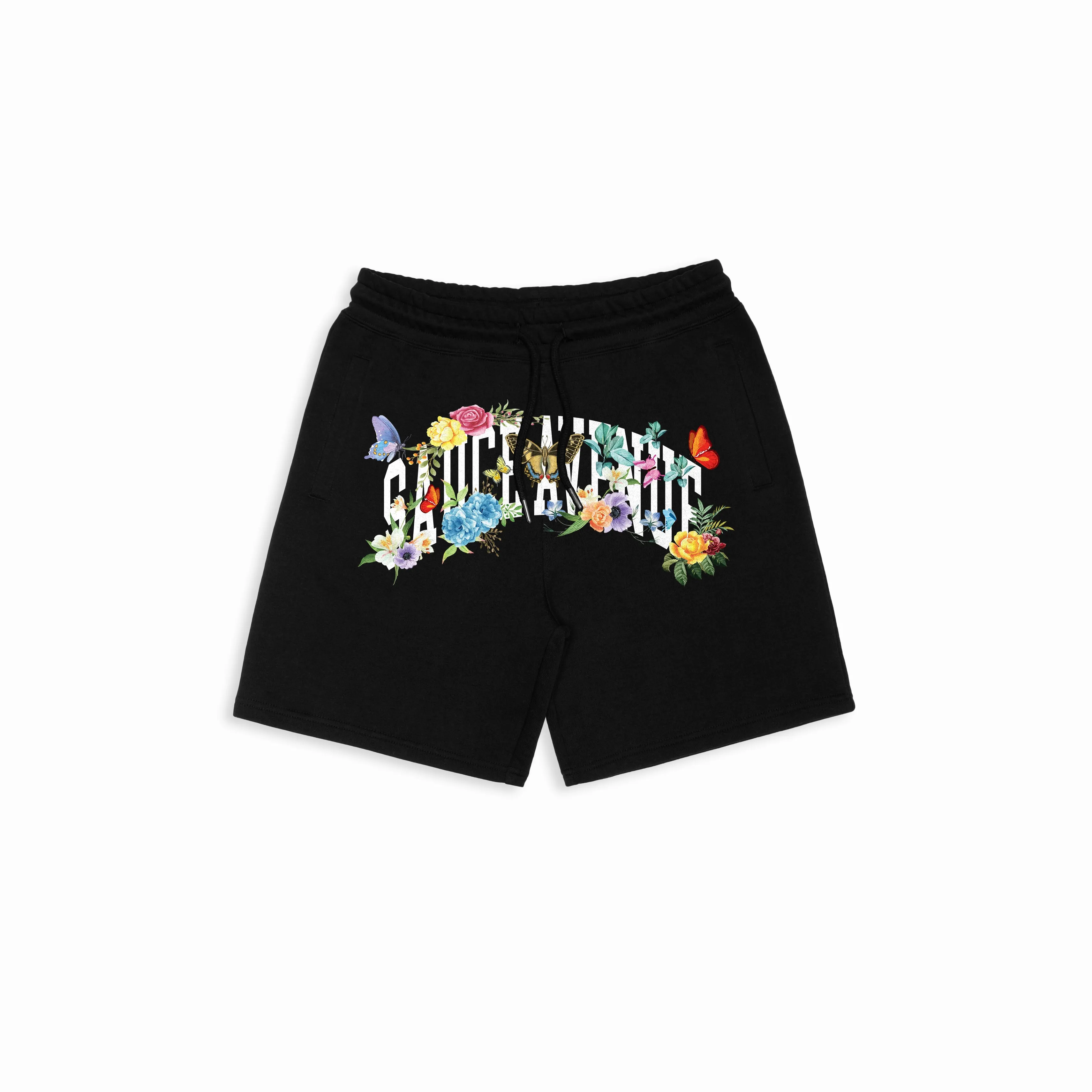 SA Curve Flowers & Butterflies White (B) | Black Shorts