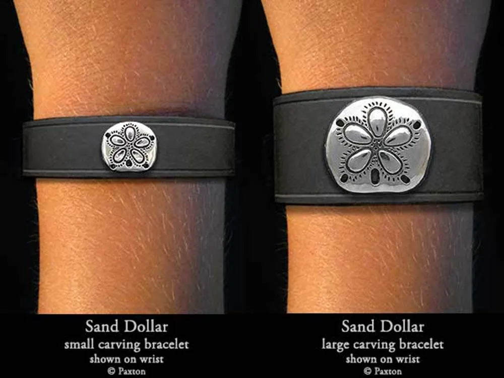 Sand Dollar Bracelet Sterling Silver on Genuine Leather