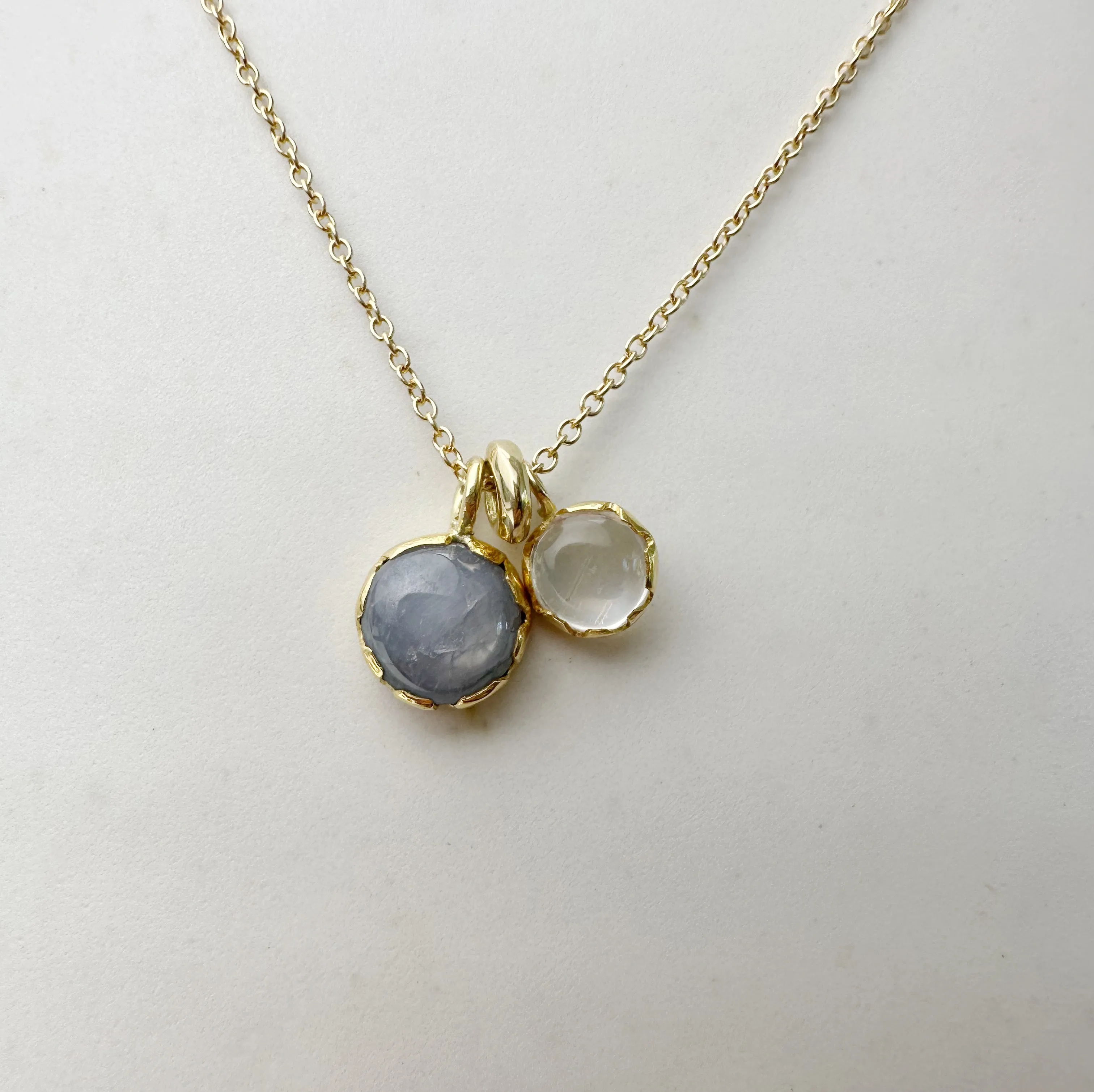 Sapphire & Moonstone Petal Necklace