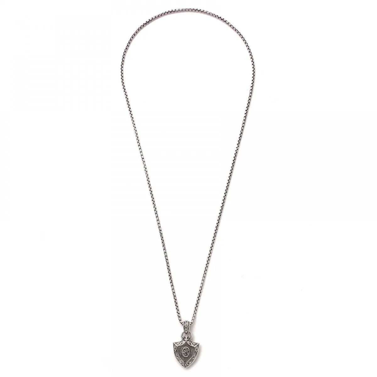Scott Kay Sparta Black Sapphire Cross Pendant For Men on 26" Easewear Box Chain