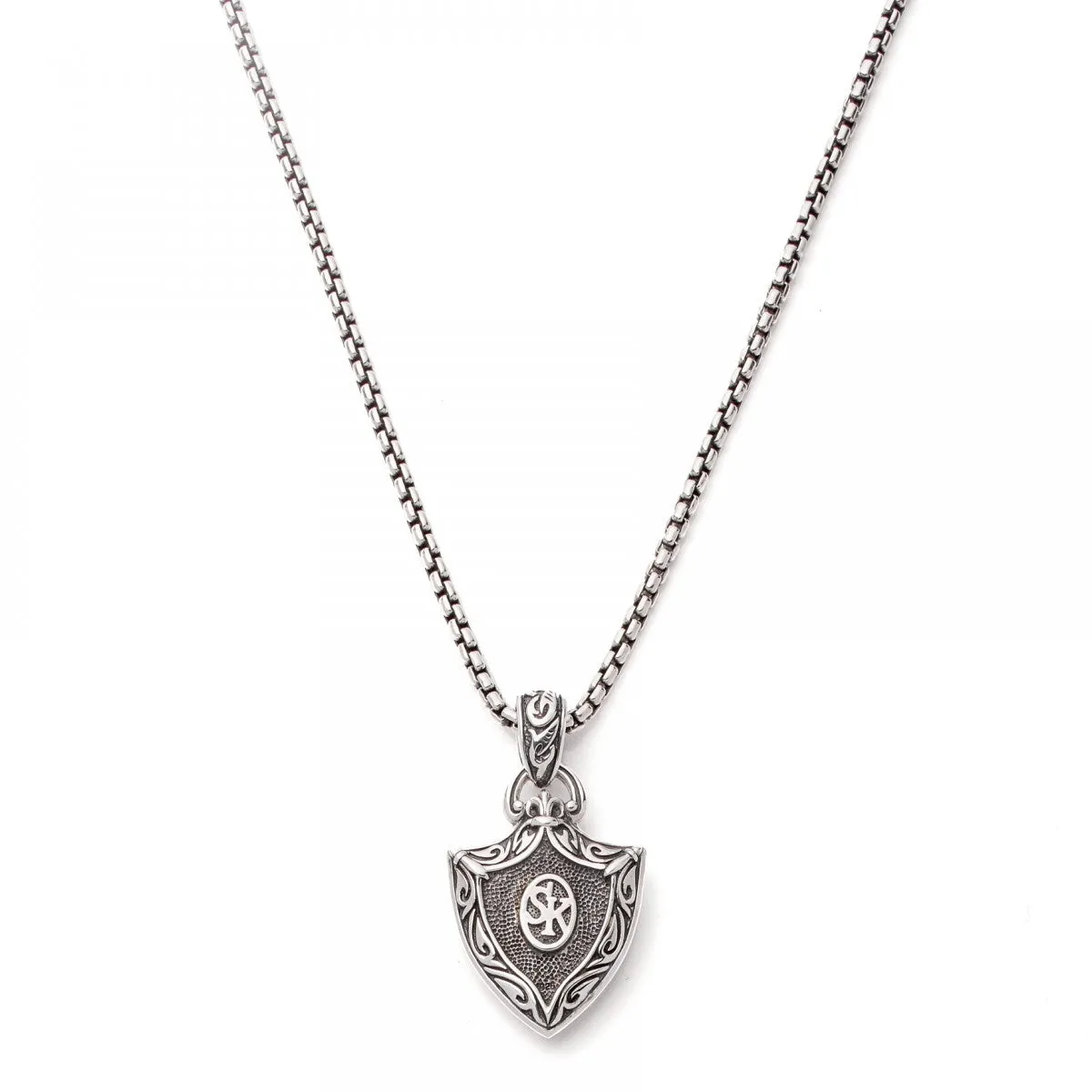 Scott Kay Sparta Black Sapphire Cross Pendant For Men on 26" Easewear Box Chain