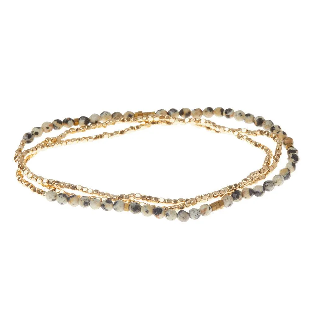 Scout Curated Wears Delicate Stone Wrap Bracelet/Necklace - Dalmatian Jasper
