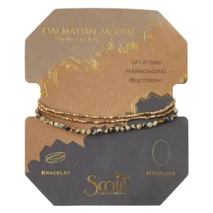 Scout Curated Wears Delicate Stone Wrap Bracelet/Necklace - Dalmatian Jasper