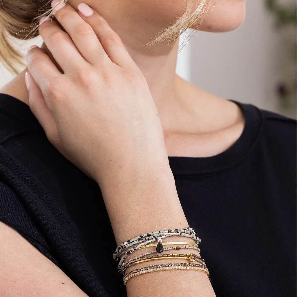 Scout Curated Wears Teardrop Stone Wrap Bracelet - Dalmatian Jasper/Obsidian