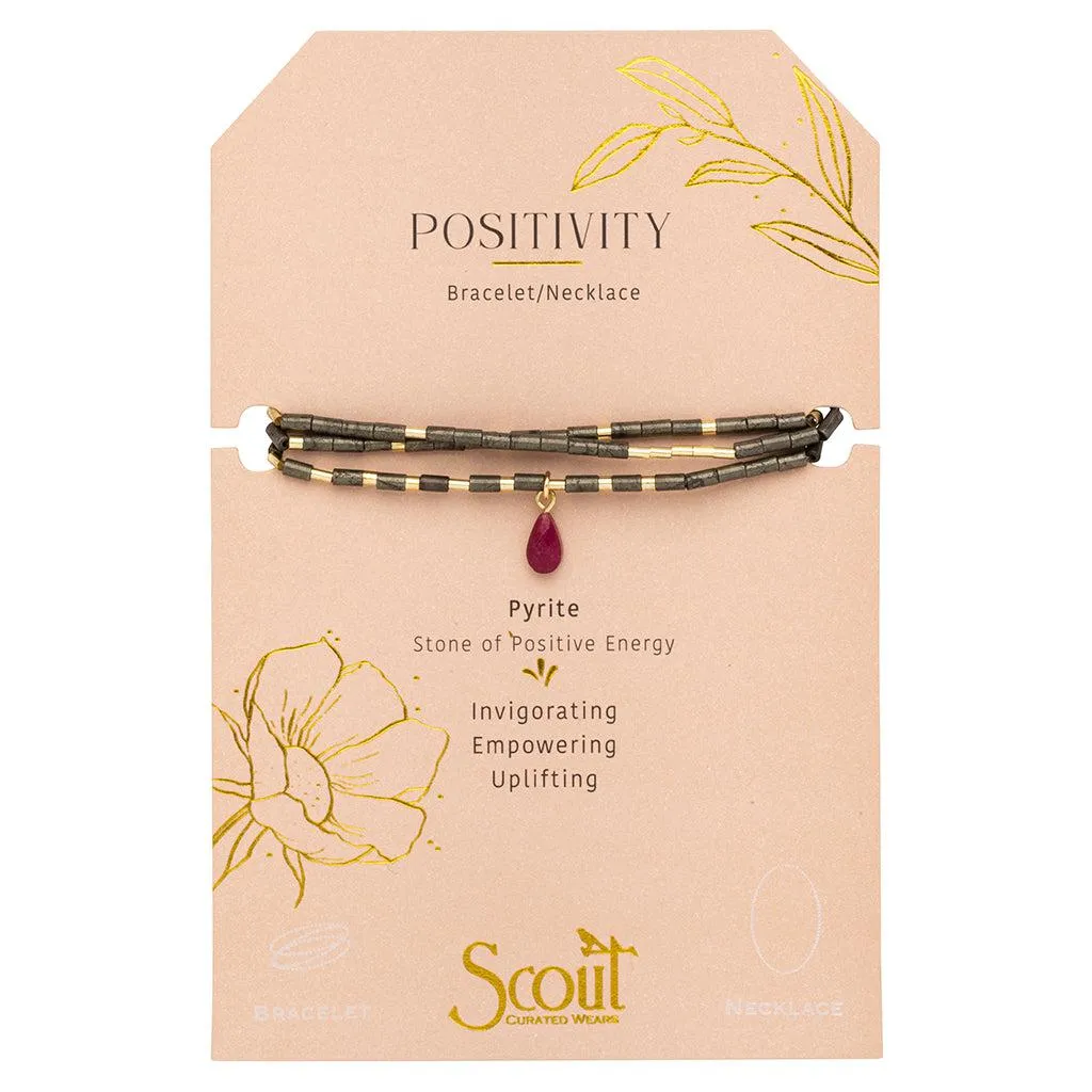 Scout Curated Wears Teardrop Stone Wrap Bracelet - Pyrite/Fuchsia