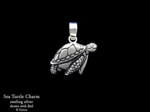 Sea Turtle Charm Necklace Sterling Silver