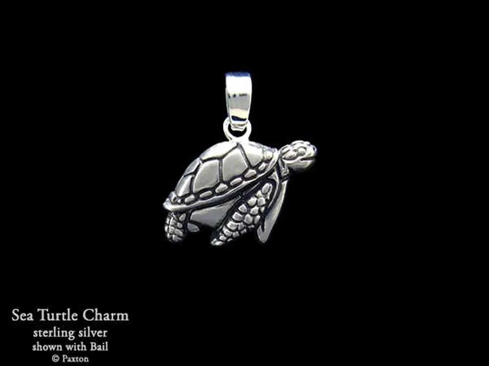 Sea Turtle Charm Necklace Sterling Silver