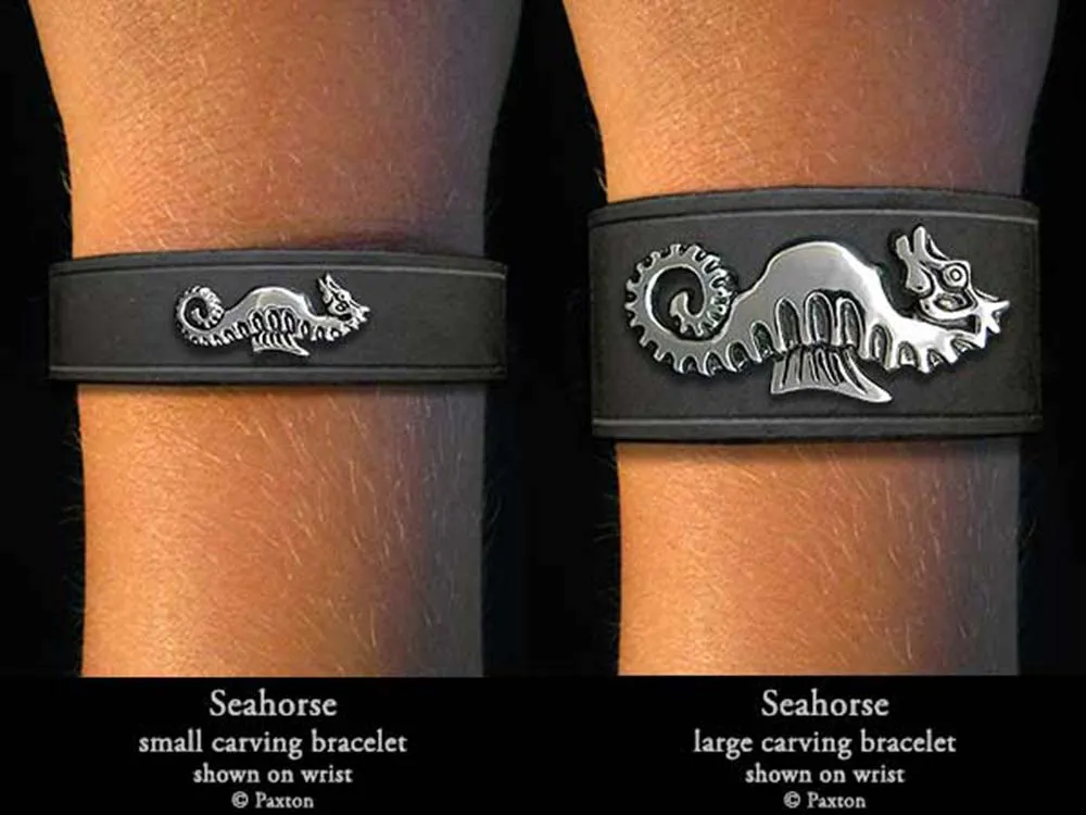 Seahorse Bracelet Sterling Silver on Genuine Leather
