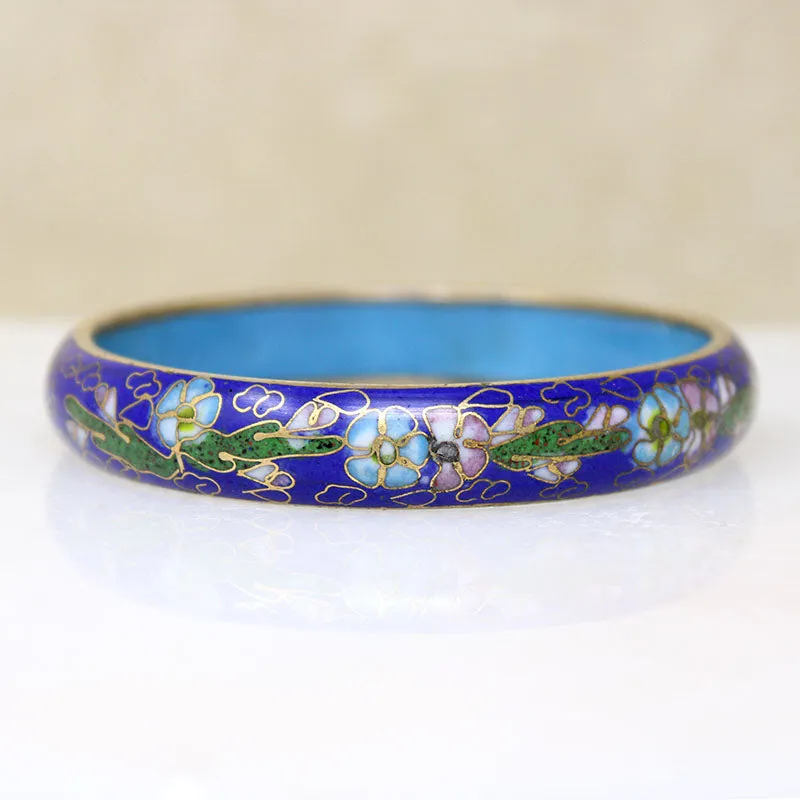Shades of Blue Cherry Blossom Cloisonné bangle