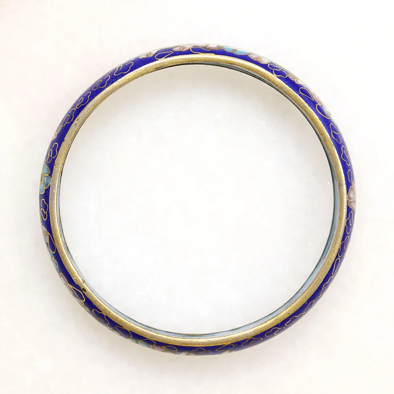 Shades of Blue Cherry Blossom Cloisonné bangle