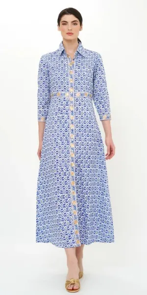 Shirt Dress Maxi in Veranda Blue