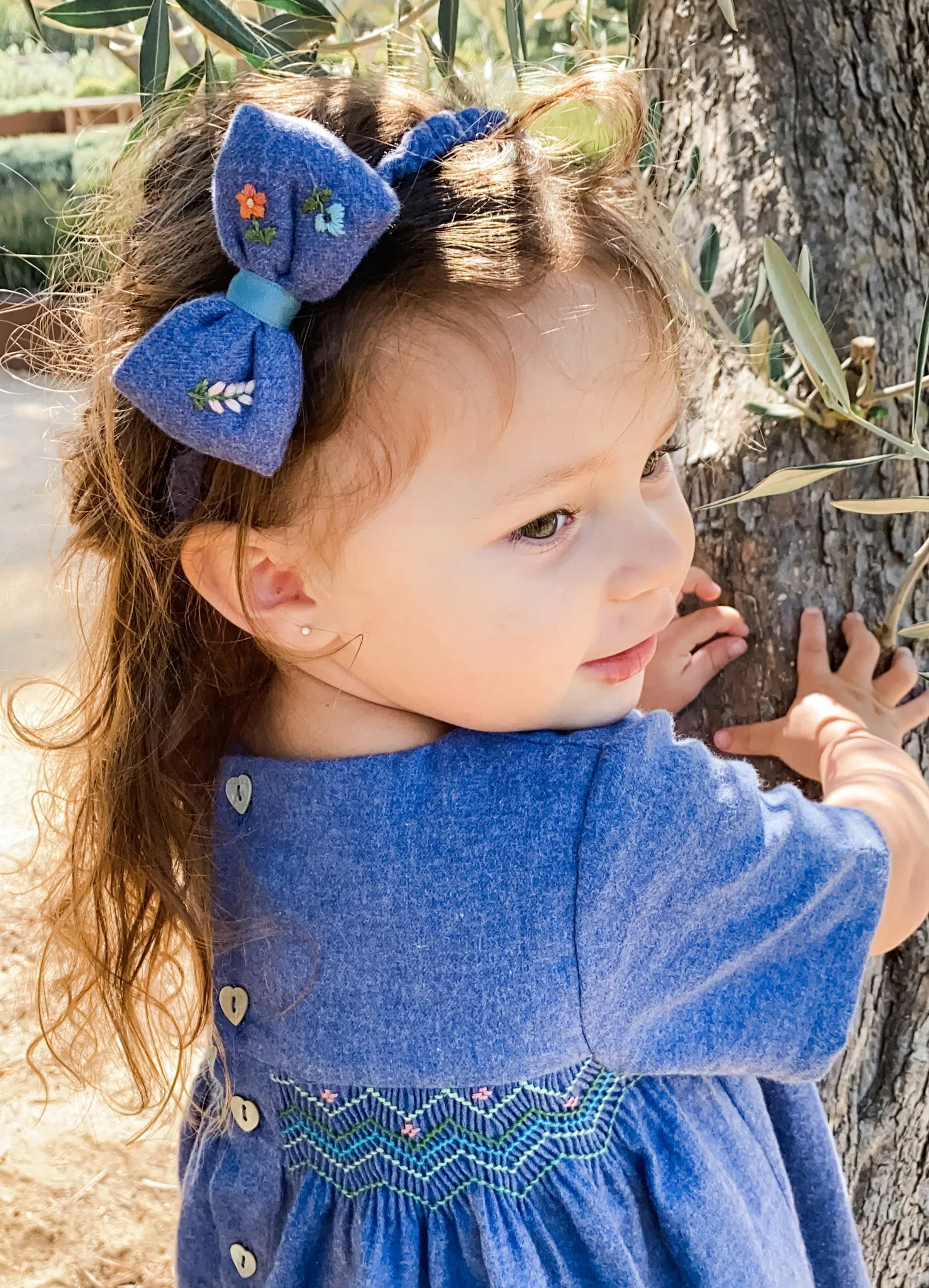 Short Sleeved Smocked Heirloom Dress, Cerulean