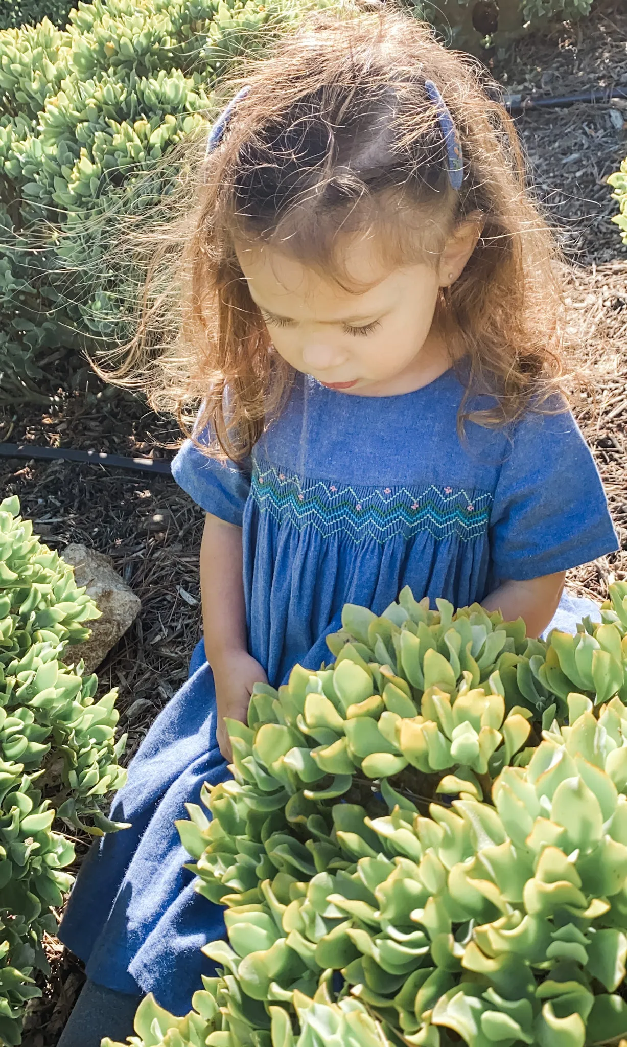 Short Sleeved Smocked Heirloom Dress, Cerulean