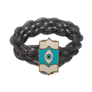 Silver Braided Evil Eye Bracelet