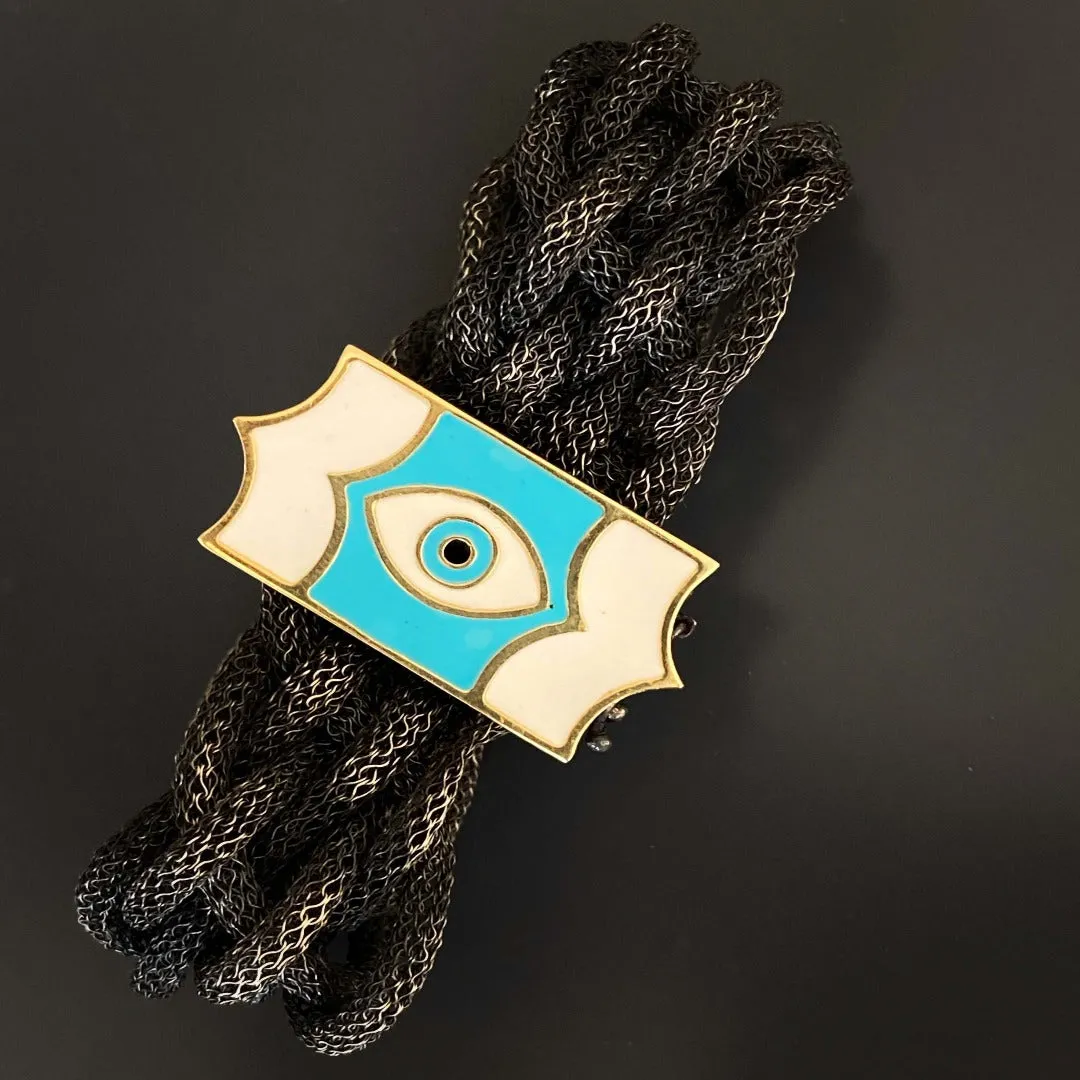 Silver Braided Evil Eye Bracelet