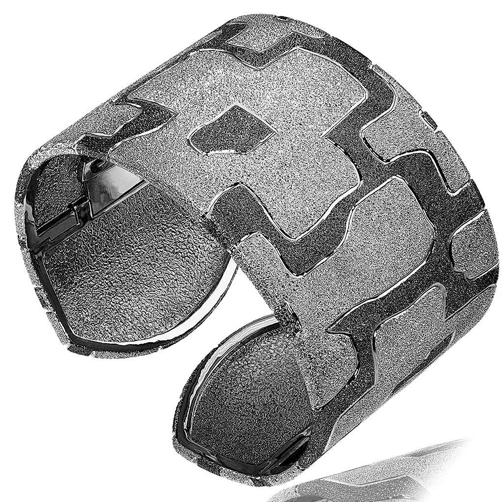 Silver Crossroad Inverse Pattern Cuff Bracelet