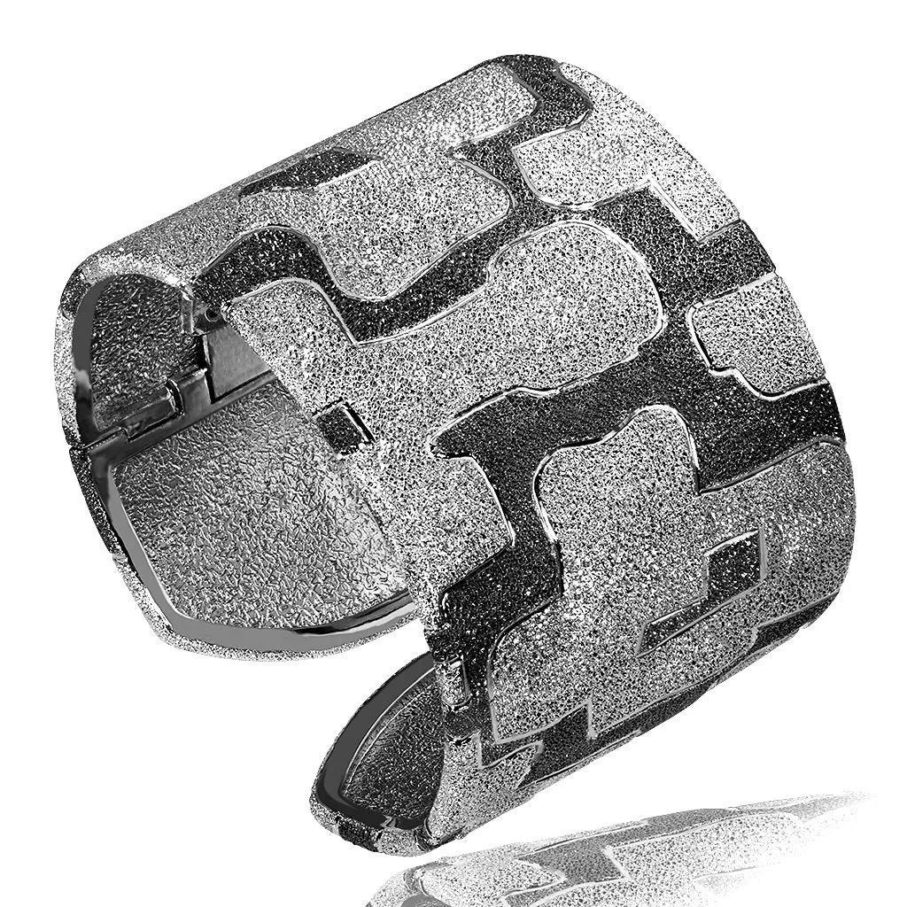 Silver Crossroad Inverse Pattern Cuff Bracelet