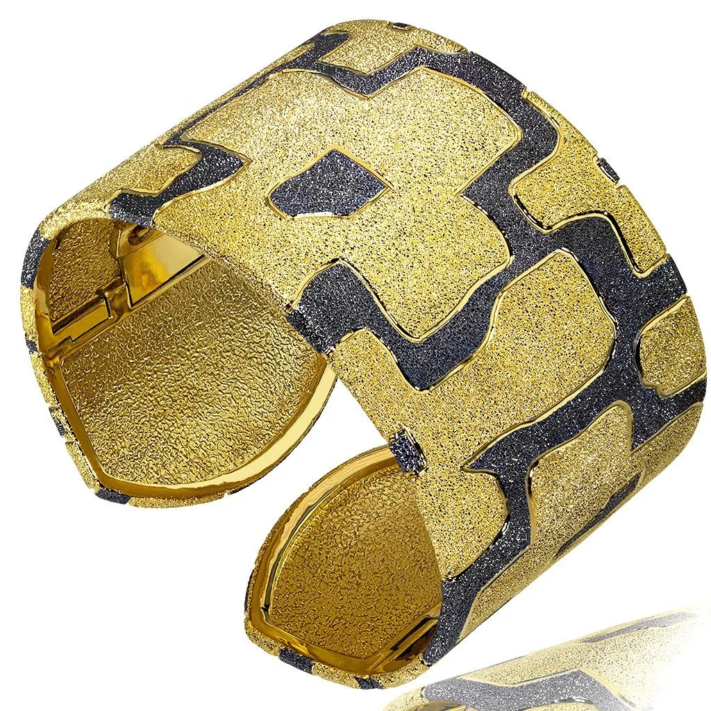 Silver Crossroad Inverse Pattern Cuff Bracelet