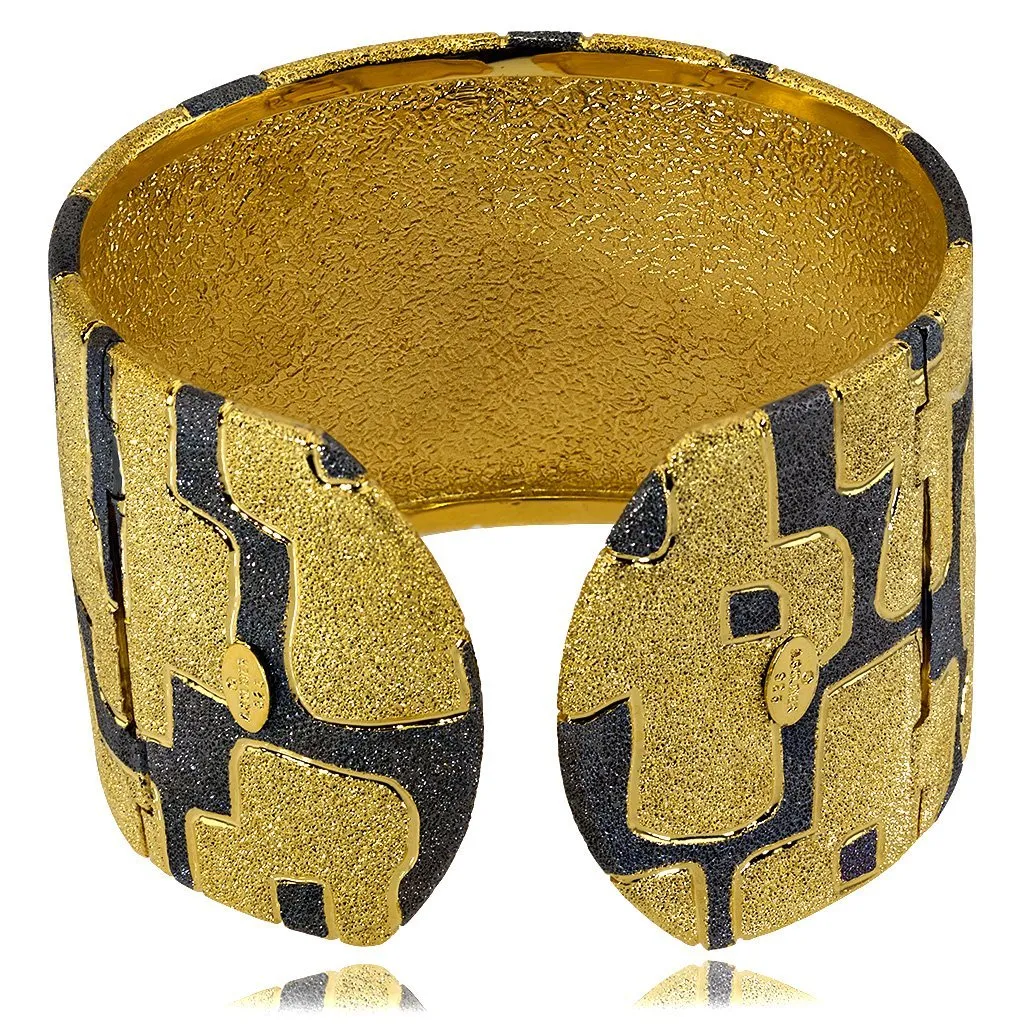 Silver Crossroad Inverse Pattern Cuff Bracelet