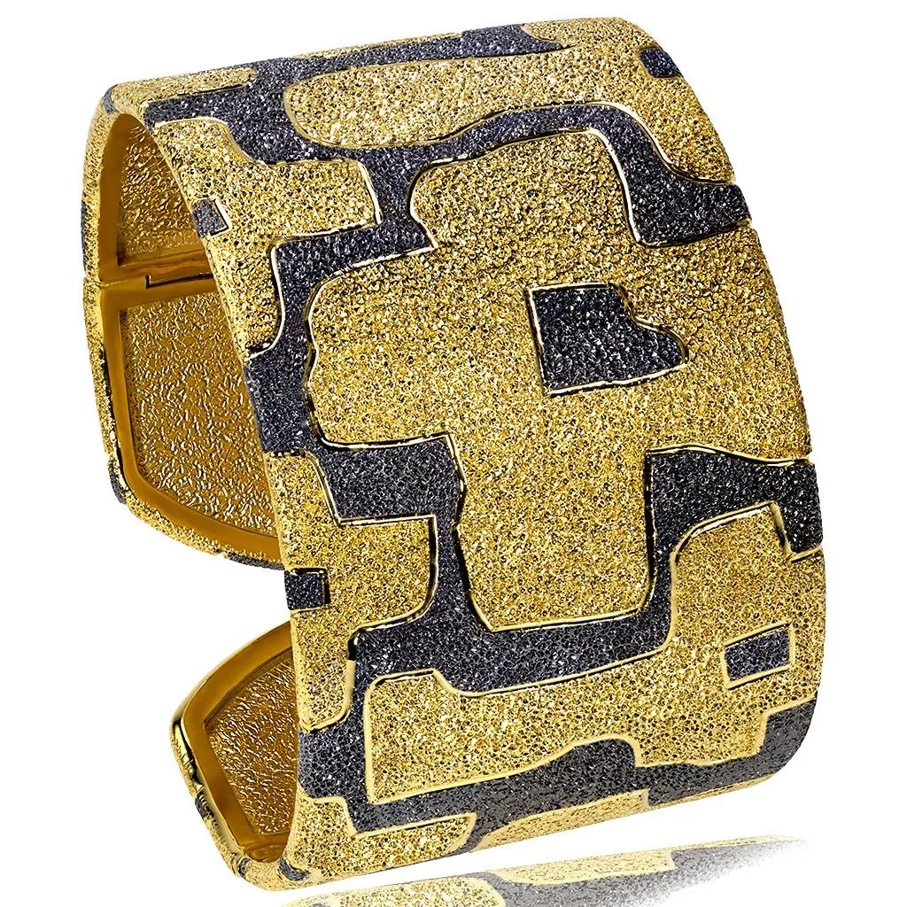 Silver Crossroad Inverse Pattern Cuff Bracelet