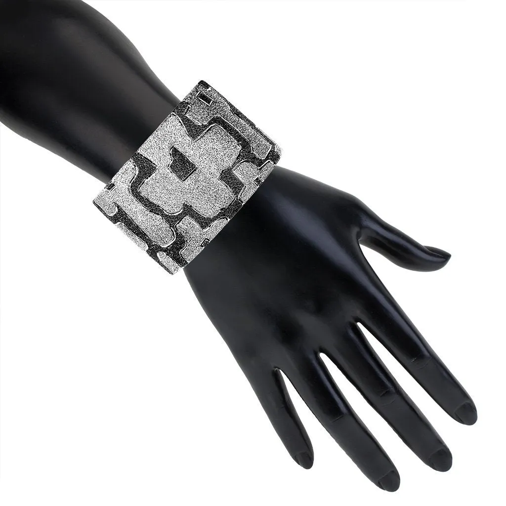 Silver Crossroad Inverse Pattern Cuff Bracelet