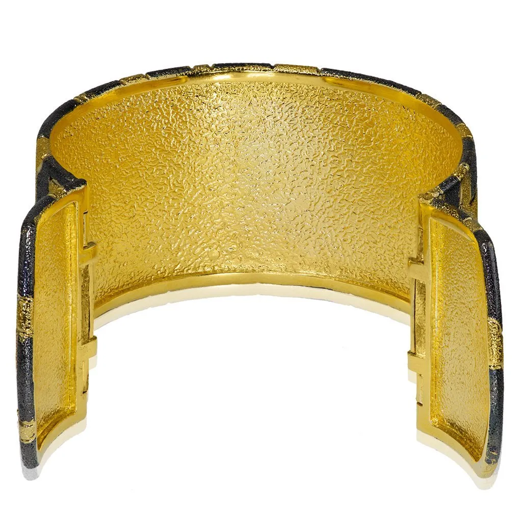 Silver Crossroad Inverse Pattern Cuff Bracelet