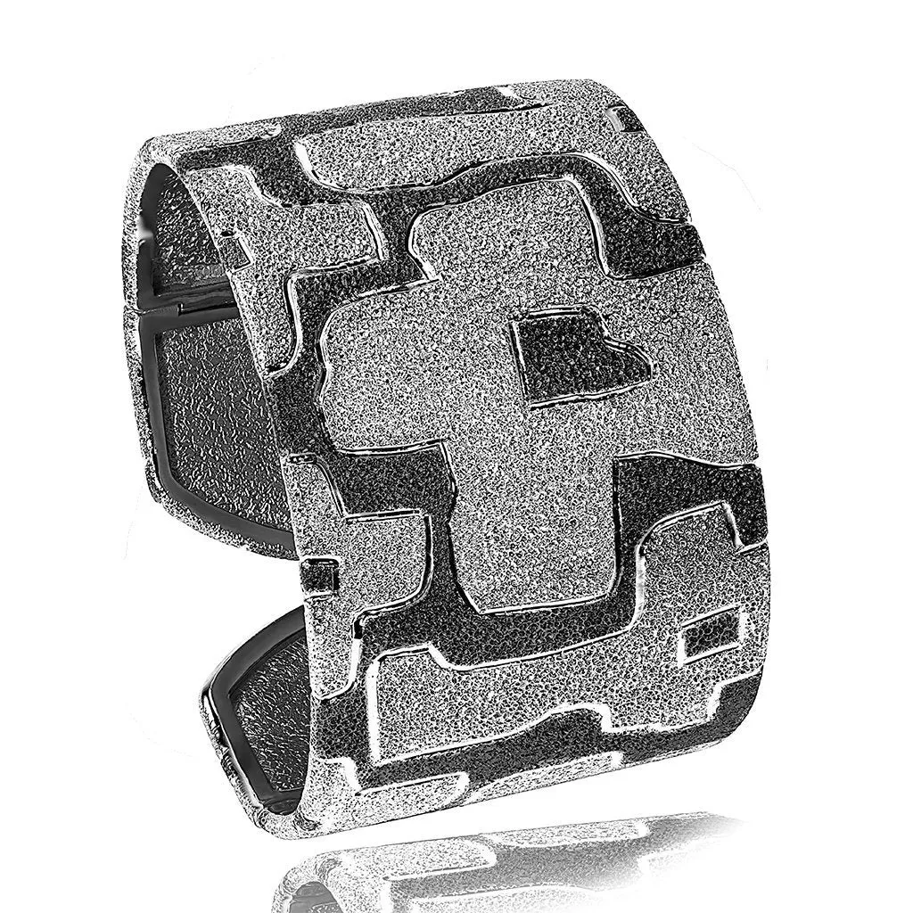 Silver Crossroad Inverse Pattern Cuff Bracelet