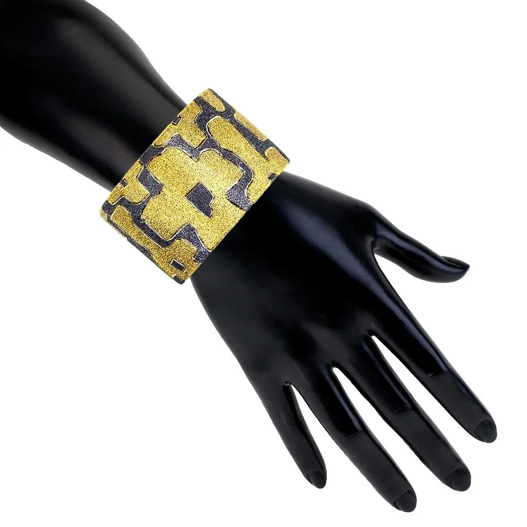 Silver Crossroad Inverse Pattern Cuff Bracelet