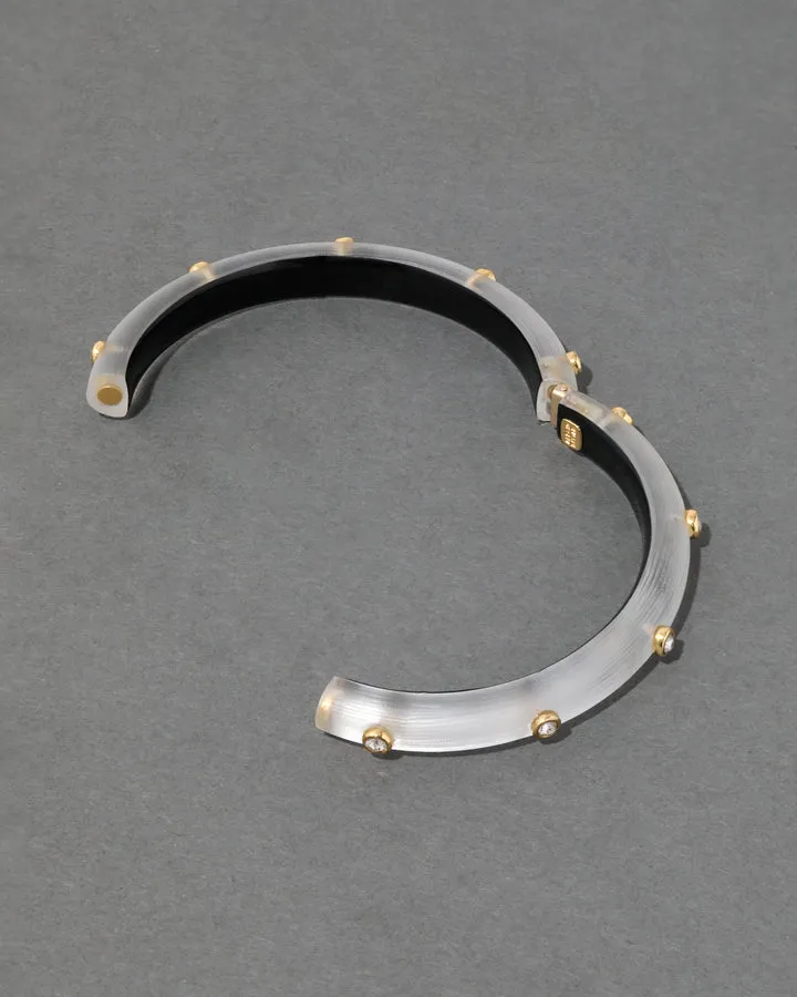 Silver Crystal Studded Lucite Hinge Bracelet
