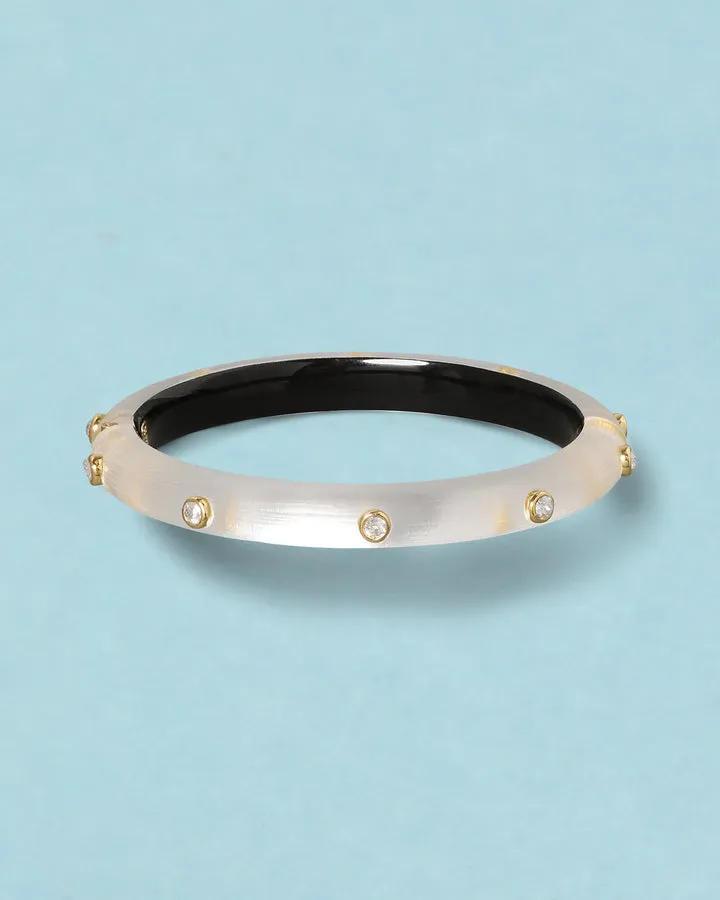Silver Crystal Studded Lucite Hinge Bracelet