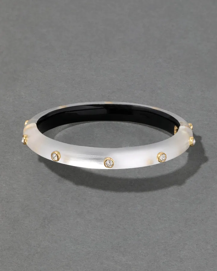 Silver Crystal Studded Lucite Hinge Bracelet
