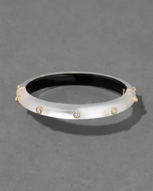 Silver Crystal Studded Lucite Hinge Bracelet
