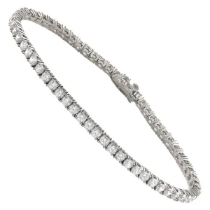 Silver Cubic Zirconia Stones Tennis Bracelet 3 mm 7.5 Ctw