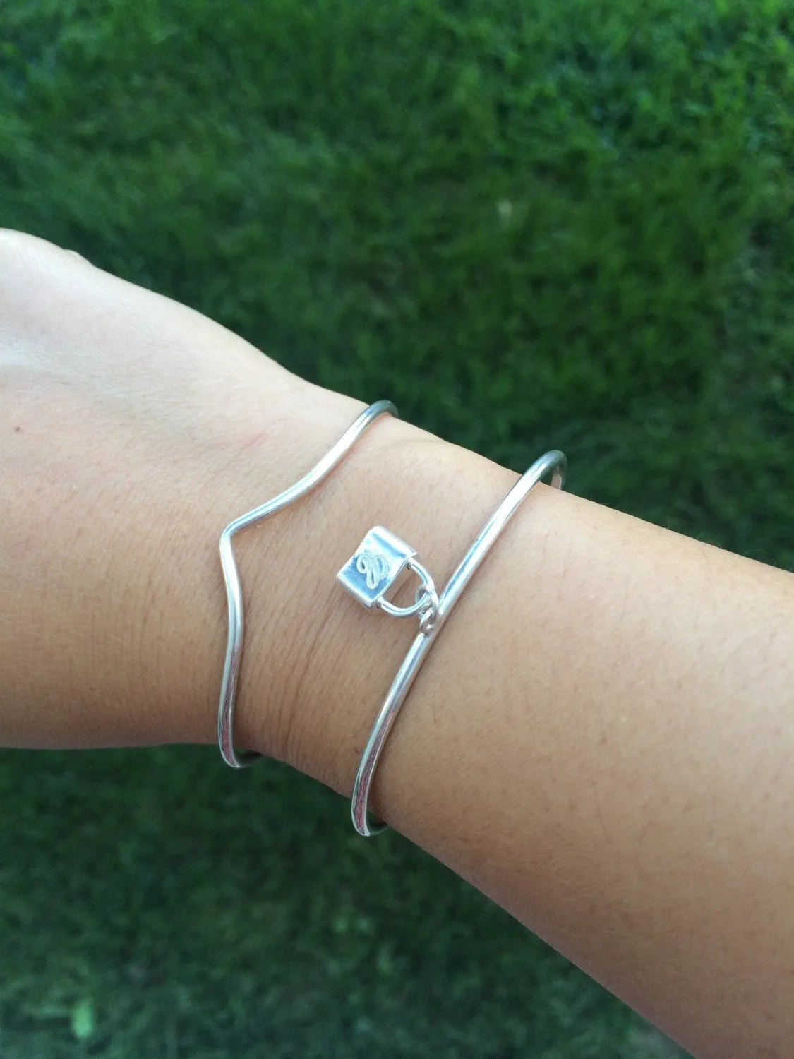 Silver Lock Cuff Bracelet