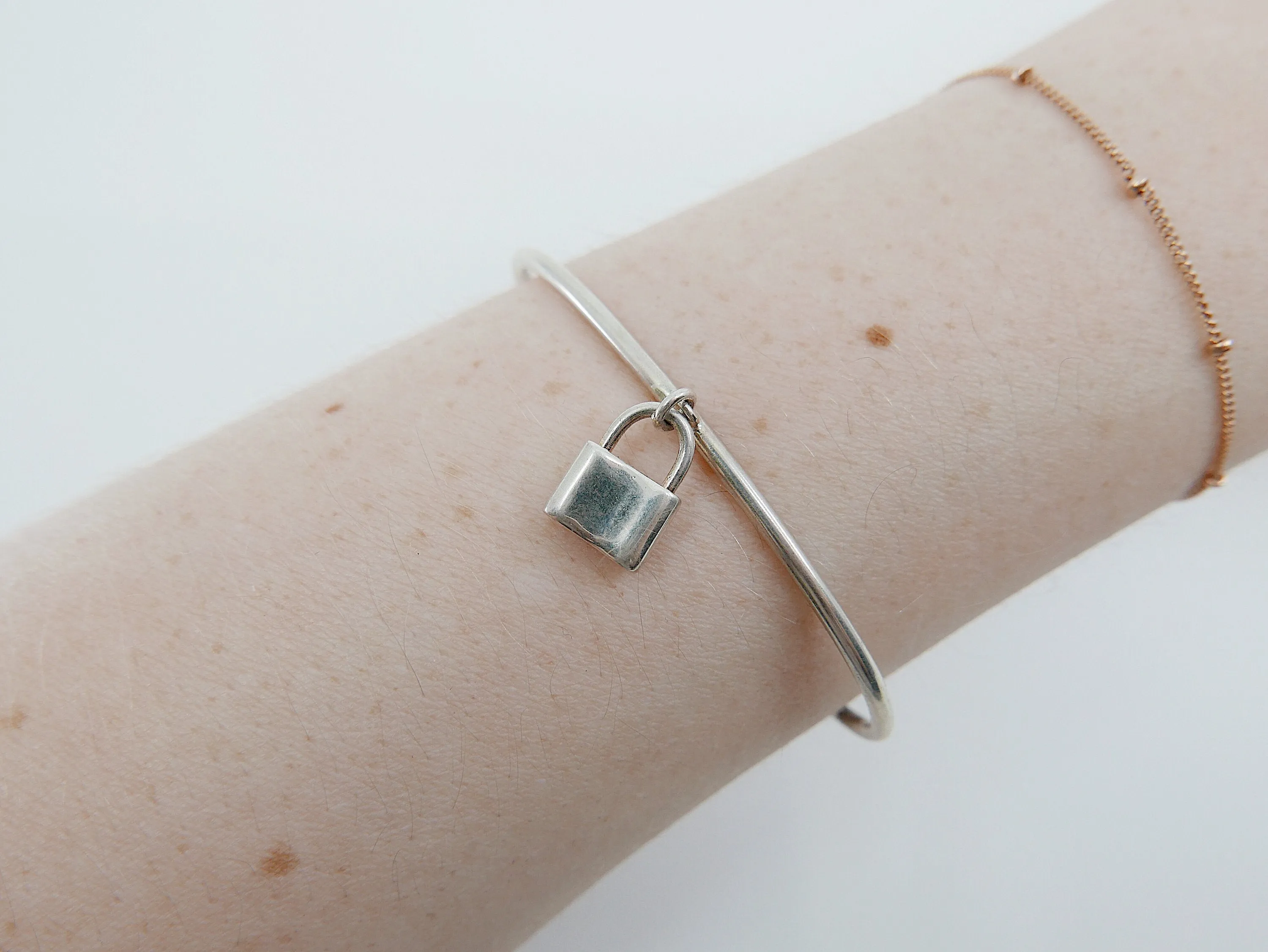 Silver Lock Cuff Bracelet