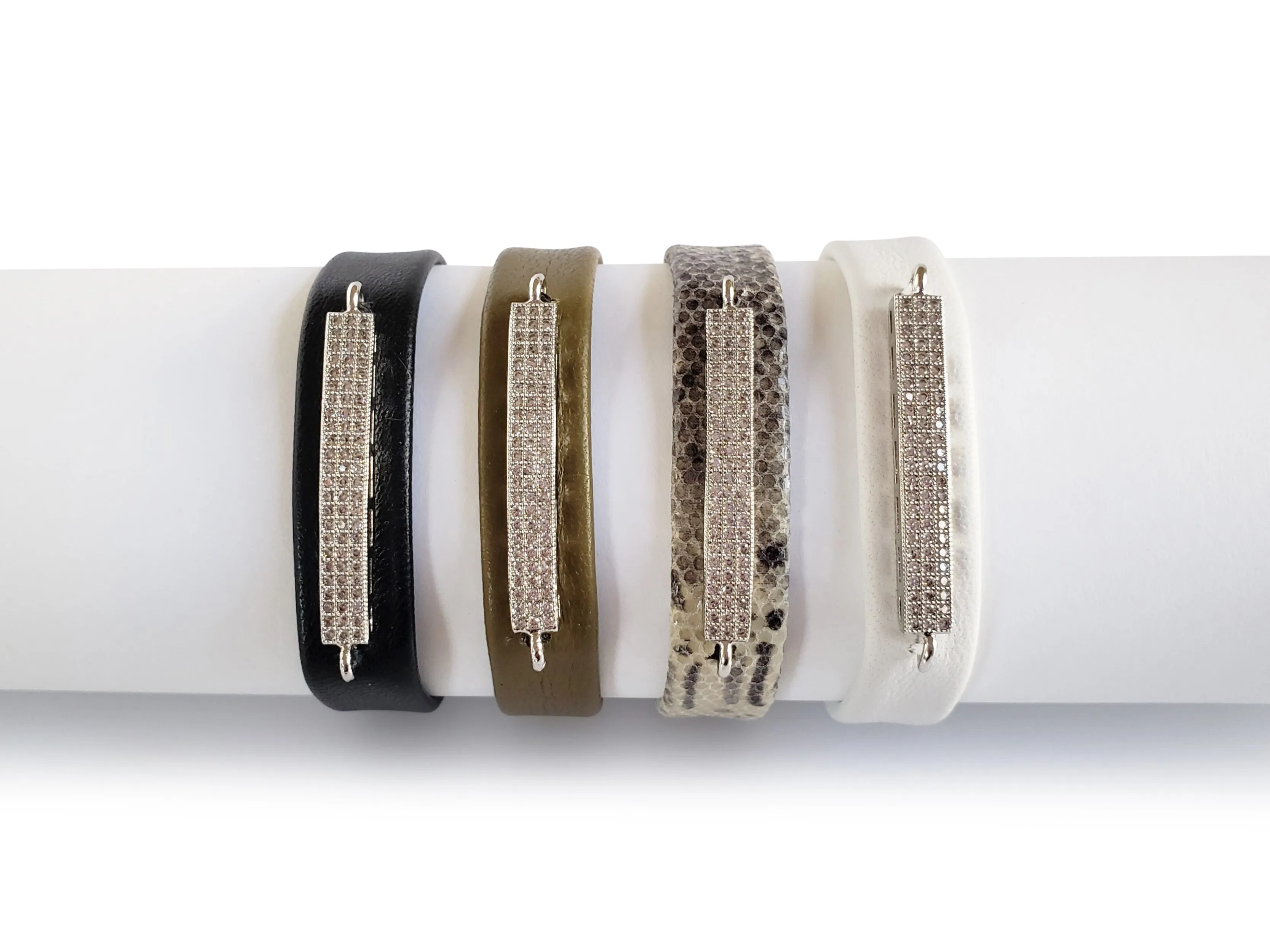 Silver Micro Pave SZ Bar Bracelet