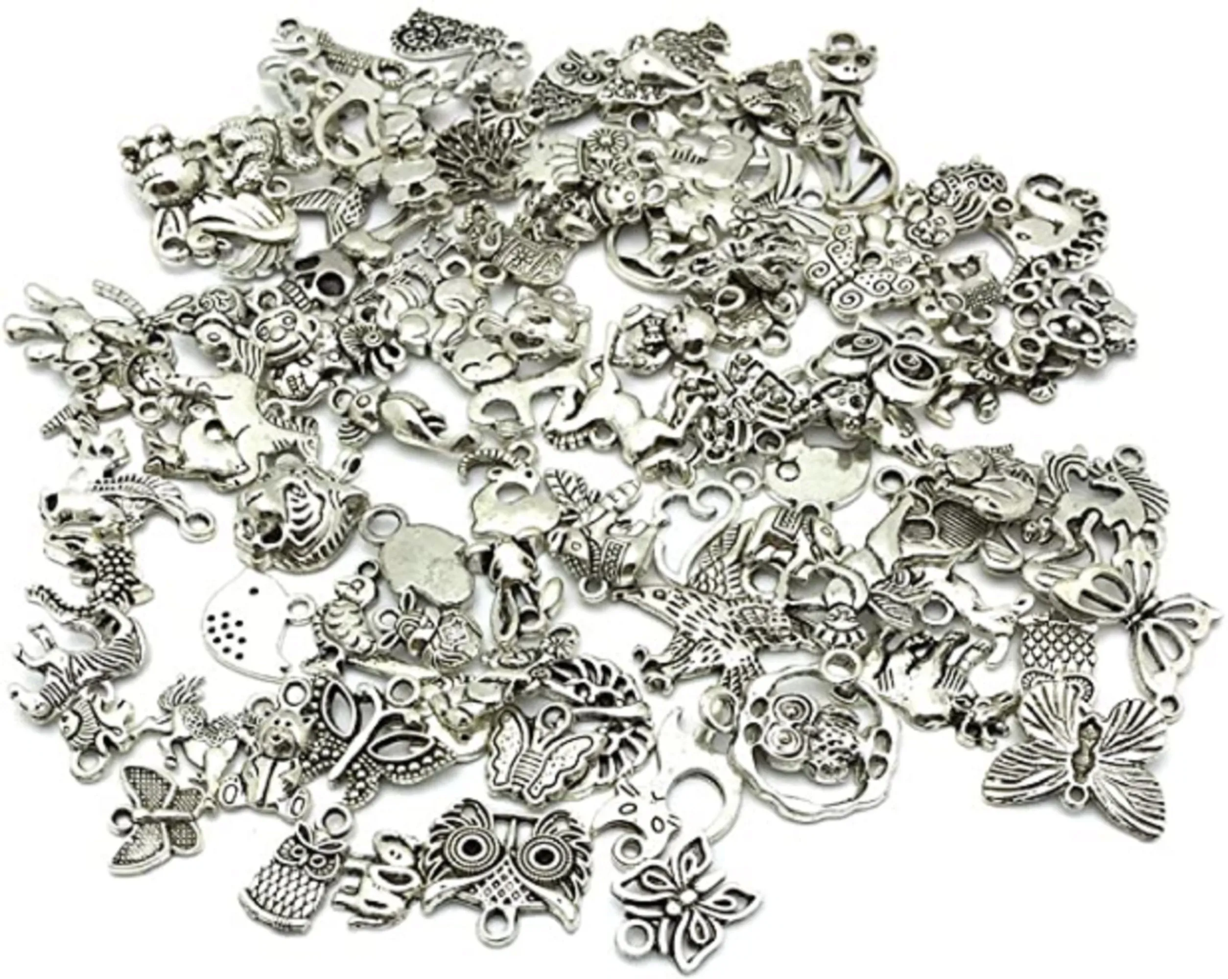 Silver Pewter Smooth Metal Charms Pendants DIY for Necklace Bracelet Dangle Jewelry