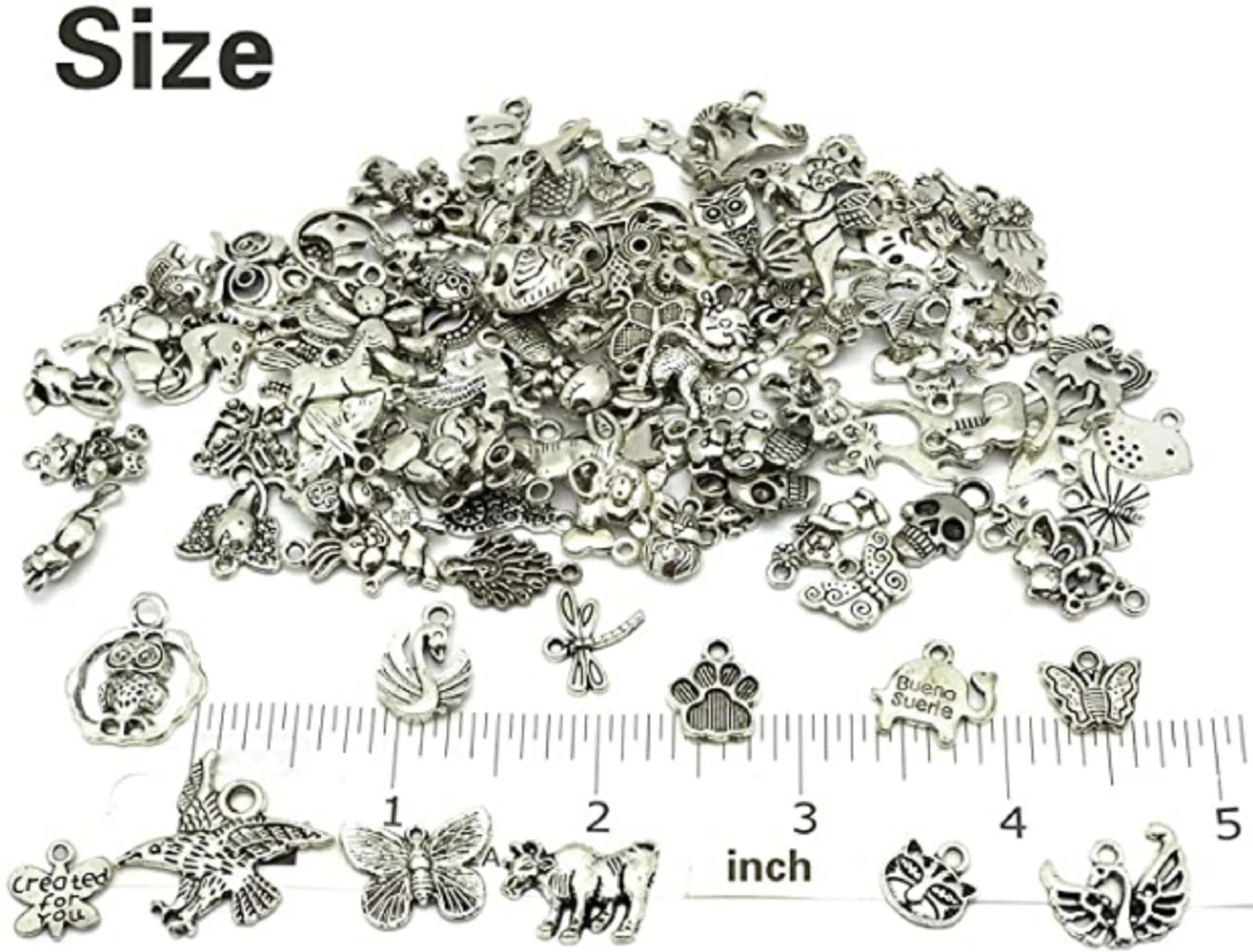 Silver Pewter Smooth Metal Charms Pendants DIY for Necklace Bracelet Dangle Jewelry